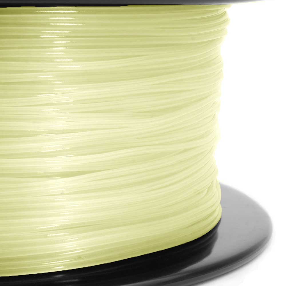 Vector illustration of yellow phosphorescent glow in the dark filament for  3D printing wounded on the